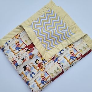 Handmade Lil Cowpokes - Scene print Baby Quilt Blanket 36x45